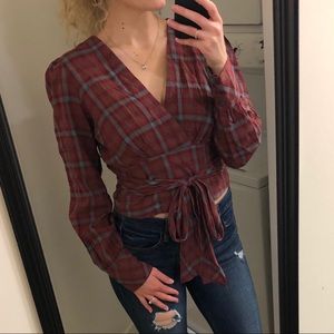 Tie front cropped long sleeve